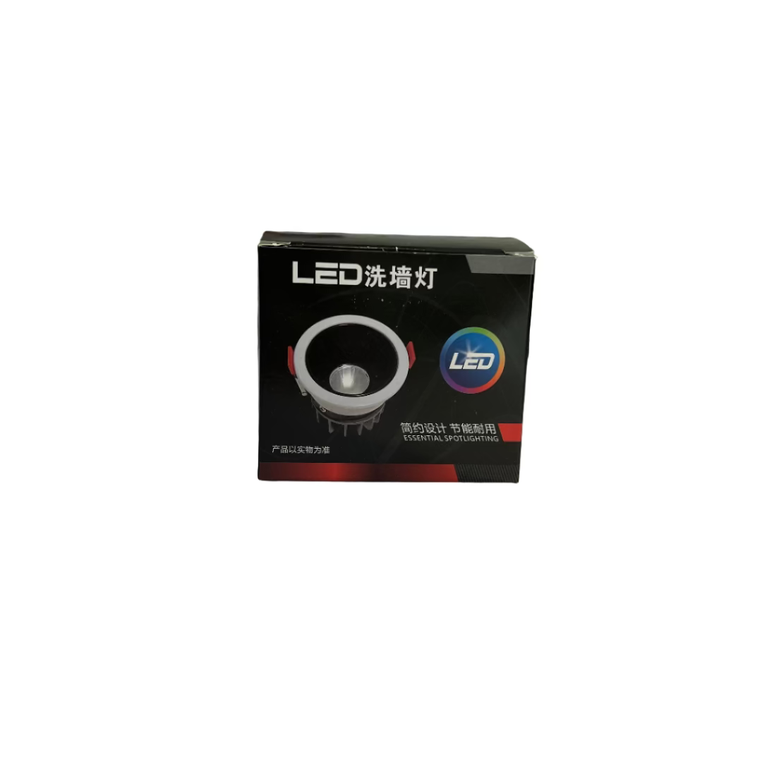 LED light bulb packaging on a table with a blurred background