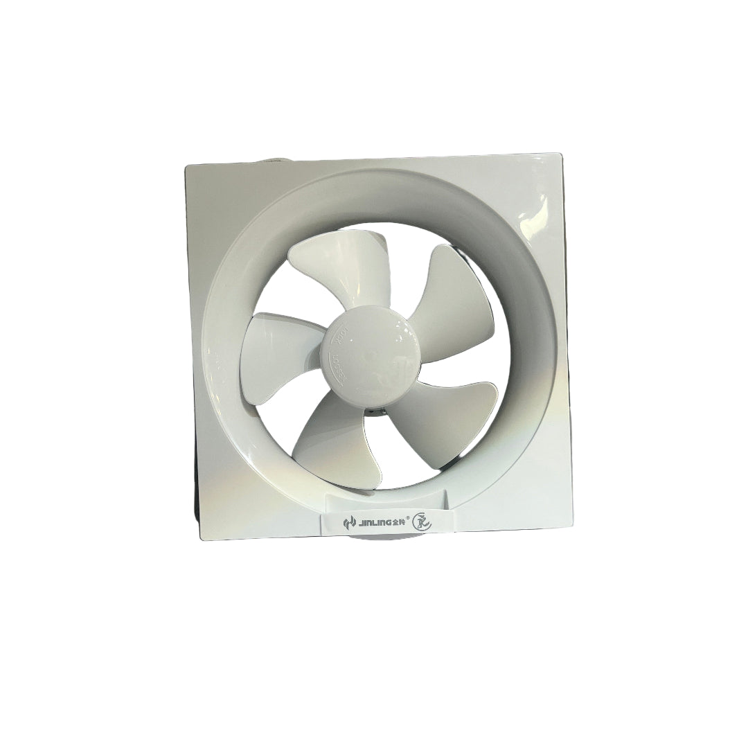 Ventilation fan mounted on a wall in a room with tiled walls and a door.