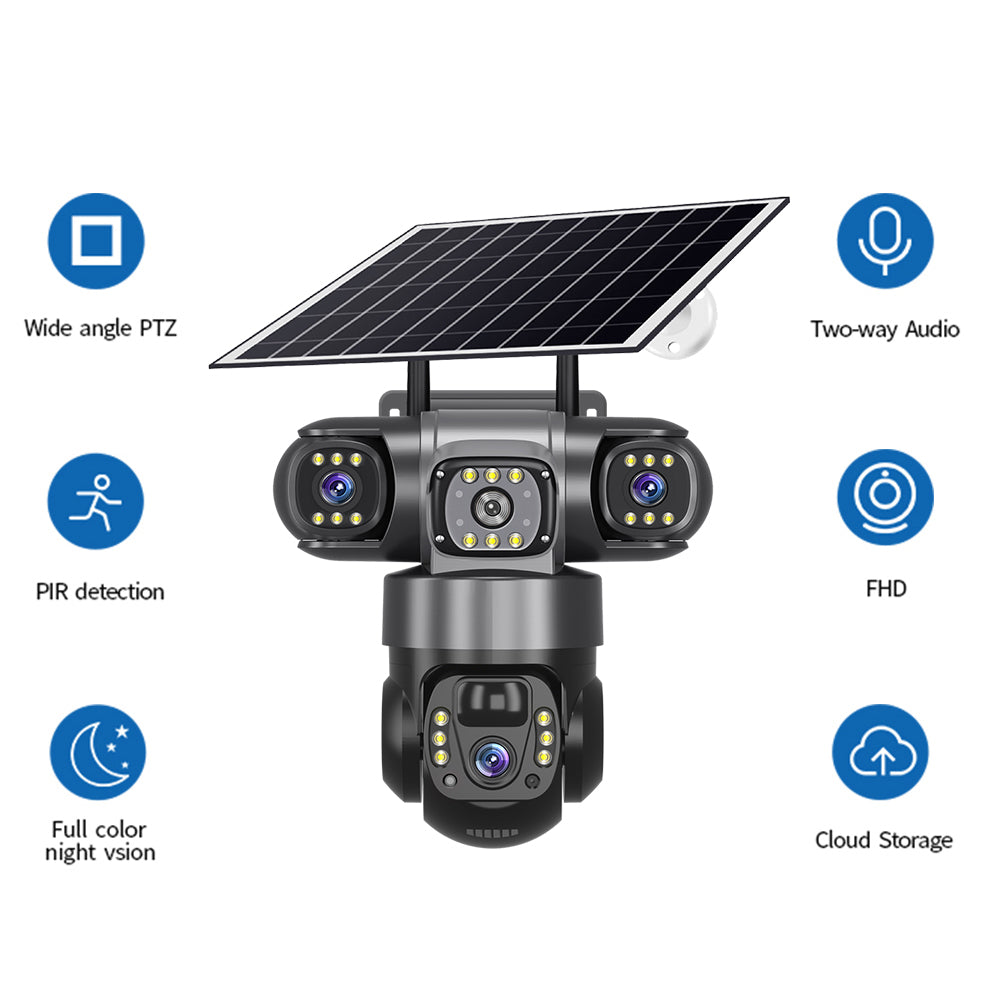 Multi Lens Outdoor Security Camera Solar
